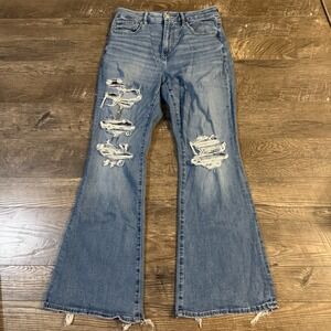 American Eagle Women's Jeans Super High Rise Curvy Flare 6 Short